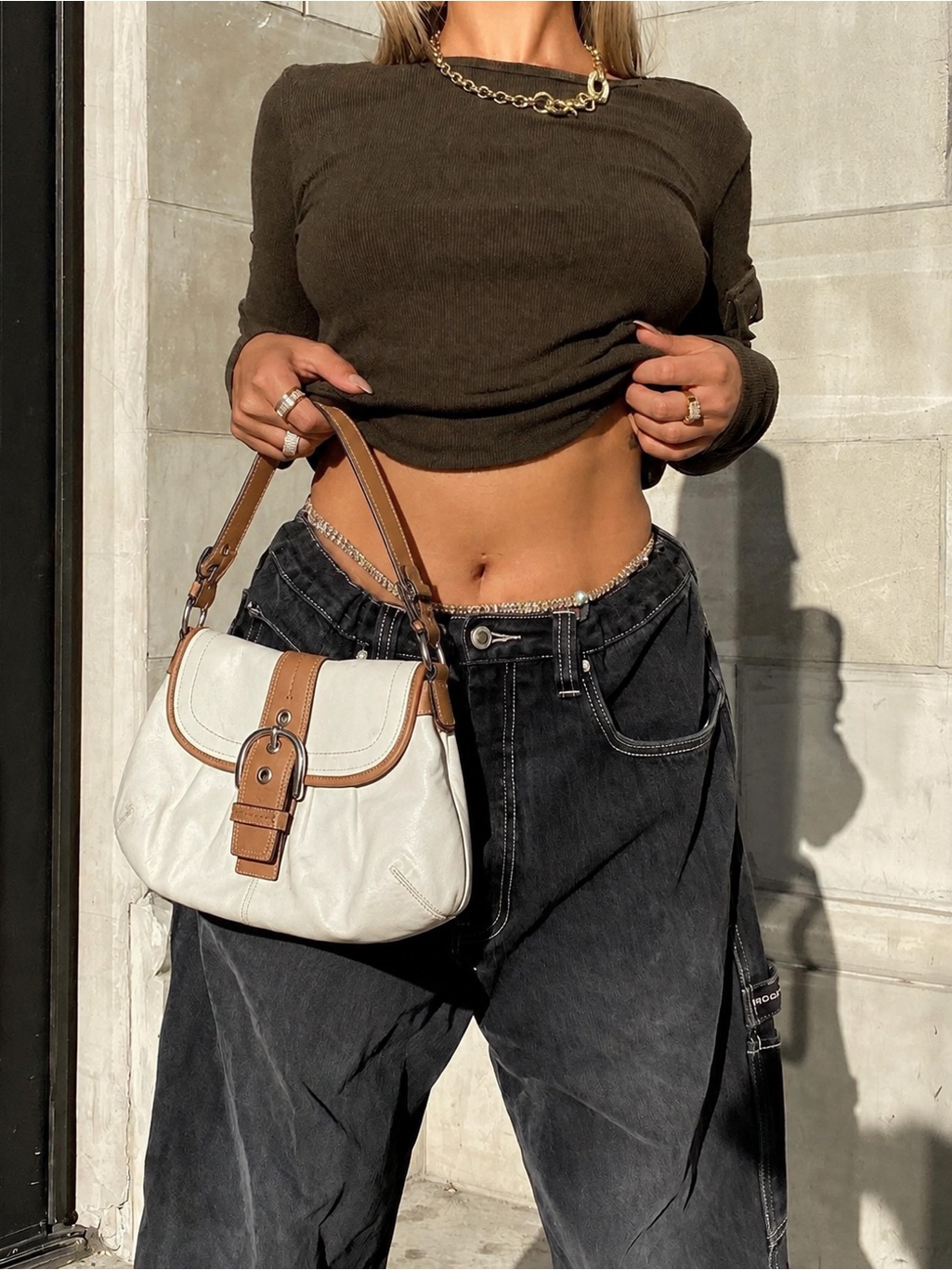 Vtg Coach Soho Cream Leather Hobo Shoulder Bag Silver Detail